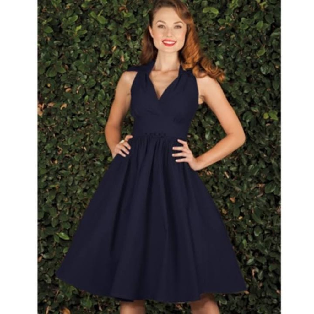Stop Staring Navy Blue Fit & Flare Dress Size L 💙